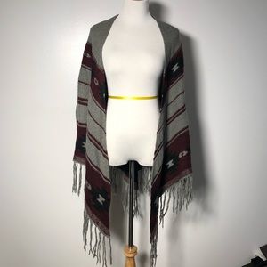 Tribal print sweater shawl with arm holes